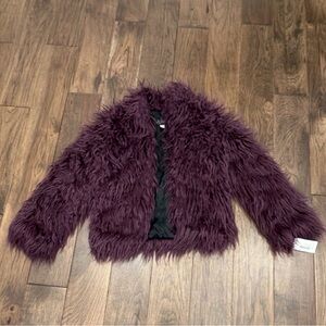 Donna Salyers Fabulous Furs Faux Kid’s Fashionista Jacket Plum Large 10-12